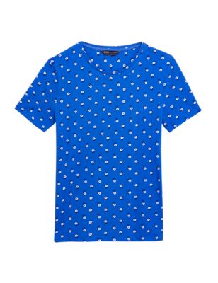 M&S Womens Cotton Rich Printed Fitted T-Shirt