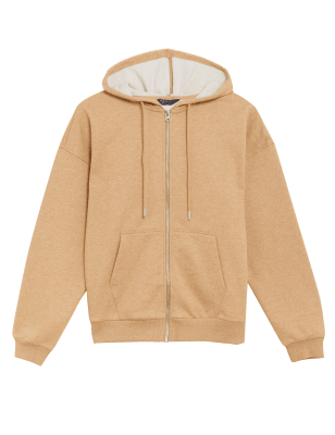 

Womens M&S Collection Cotton Rich Relaxed Zip Up Hoodie - Beige, Beige