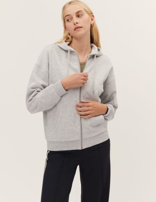 Cotton Rich Relaxed Zip Up Hoodie