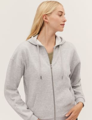 Cotton Rich Relaxed Zip Up Hoodie