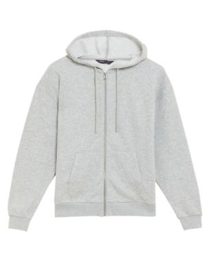 

Womens M&S Collection Cotton Rich Relaxed Zip Up Hoodie - Grey Marl, Grey Marl