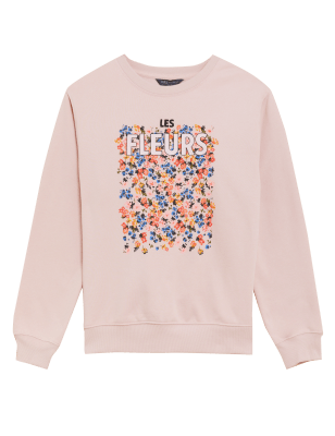 

Womens M&S Collection Cotton Rich Slogan Long Sleeve Sweatshirt - Light Pink, Light Pink