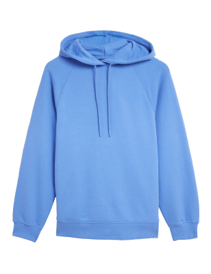 

M&S Collection Sudadera con capucha larga de manga larga 100% algodónWomens - Fresh Blue, Fresh Blue