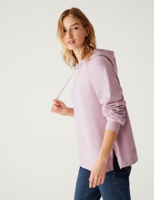 

Womens M&S Collection Pure Cotton Long Sleeve Longline Hoodie - Pink Cloud, Pink Cloud