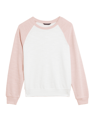 

M&S Collection Sudadera 100% algodón de bloques de colorWomens - Pink Mix, Pink Mix