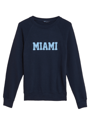 

Womens M&S Collection Pure Cotton Slogan Crew Neck Sweatshirt - Navy, Navy