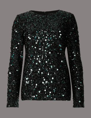 sequin long sleeve shirt