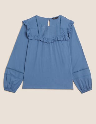 Cotton Pintuck Sleeveless Top Sunset Check main image 0
