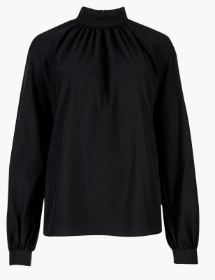 High Neck Sleeve Blouse | M&S