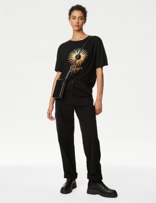 

Womens M&S Collection Gemustertes T-Shirt - Black Mix, Black Mix