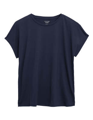 

Womens M&S Collection Crew Neck Short Sleeve T-Shirt - Navy, Navy