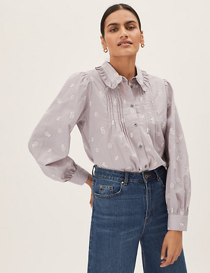 Pure Cotton Embroidered Long Sleeve Shirt