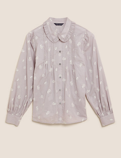 Pure Cotton Embroidered Long Sleeve Shirt