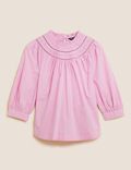 Pure Cotton Embroidered 3/4 Sleeve Top