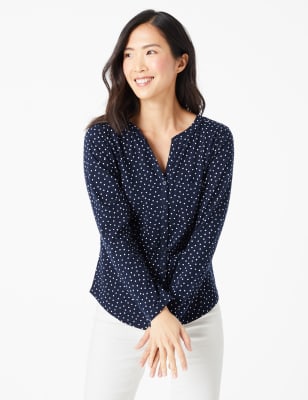 Puur katoenen blouse met stippenpatroon