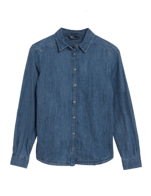 

M&S Collection Camisa de manga larga denim con cuelloWomens, Denim