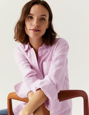 

M&S Collection Camisa con cuello de sarga 100% algodónWomens - Pink Cloud, Pink Cloud