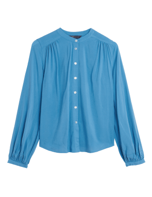 

Womens M&S Collection Round Neck Long Sleeve Blouse - Turquoise, Turquoise