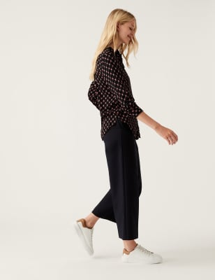 

Womens M&S Collection Gemustertes Langarmhemd mit Kragen - Black Mix, Black Mix