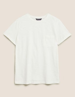 M&S Womens Pure Cotton Crew Neck T-Shirt