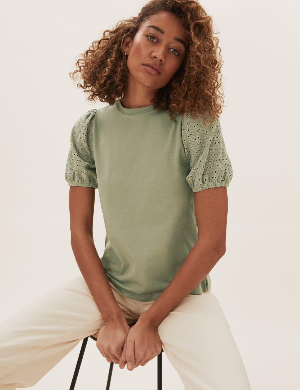 Pure Cotton Textured Short Sleeve Top image 1