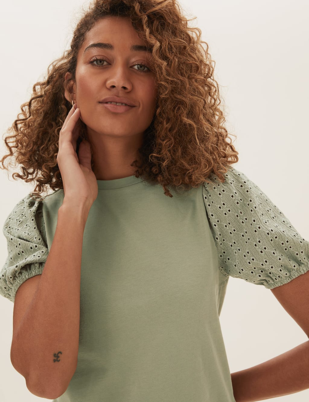 Pure Cotton Textured Short Sleeve Top image 3