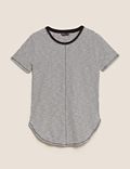 Pure Cotton Striped Longline T-Shirt