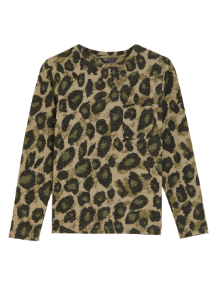 

Womens M&S Collection Kurzarmoberteil aus reiner Baumwolle mit Tiermuster - Grey Mix, Grey Mix