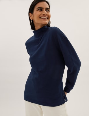 

Womens M&S Collection Pure Cotton Longline Sweatshirt - Navy, Navy