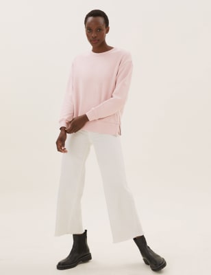 

Womens M&S Collection Pure Cotton Long Sleeve Sweatshirt - Pink Shell, Pink Shell