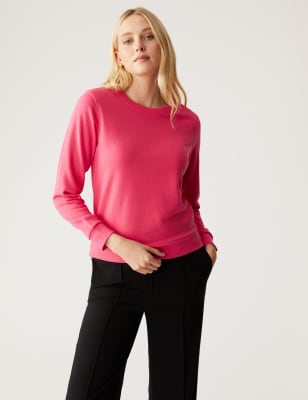 

M&S Collection Sudadera de algodón con escote cerradoWomens - Pink, Pink
