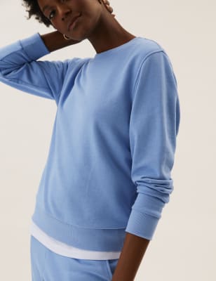 

Womens M&S Collection The Cotton Rich Crew Neck Sweatshirt - Cornflower, Cornflower