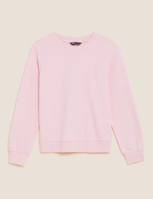 

Womens M&S Collection The Cotton Rich Crew Neck Sweatshirt - Powder Pink, Powder Pink