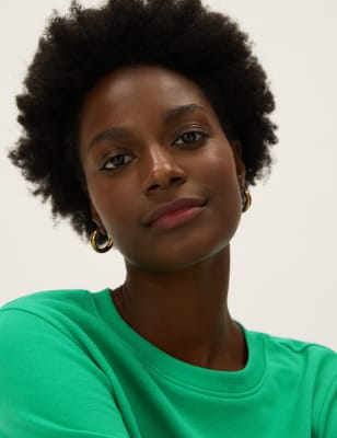 

Womens M&S Collection Sweatshirt mit hohem Baumwollanteil und Rundhalsausschnitt - Emerald, Emerald