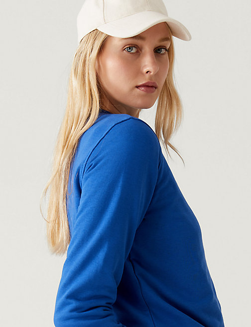Marks And Spencer Womens M&S Collection The Cotton Rich Crew Neck Sweatshirt - Royal Blue