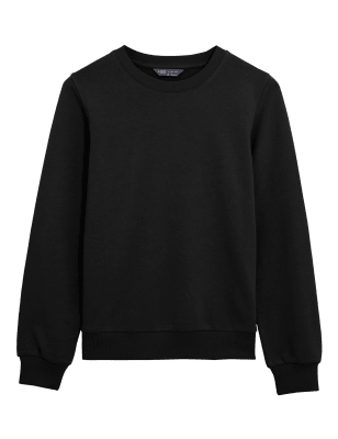 

Womens M&S Collection The Cotton Rich Crew Neck Sweatshirt - Black, Black