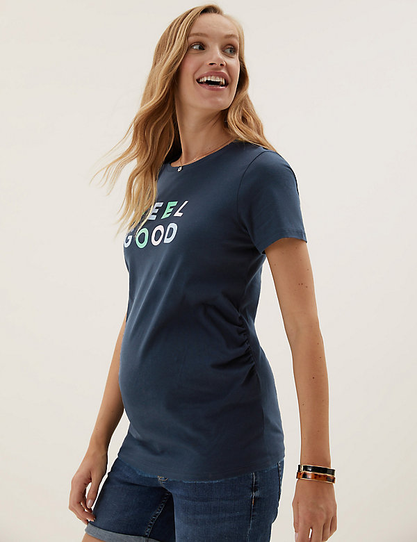 Maternity Pure Cotton Slogan T-Shirt