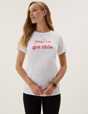 

Womens M&S Collection Maternity Pure Cotton Slogan T-Shirt - White Mix, White Mix