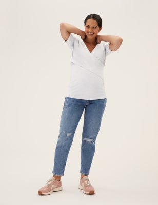 

Womens M&S Collection Umstandsmode - Wickeloberteil mit halben Ärmeln - Grey Marl, Grey Marl