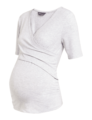 

Womens M&S Collection Maternity Half Sleeve Wrap Top - Grey Marl, Grey Marl