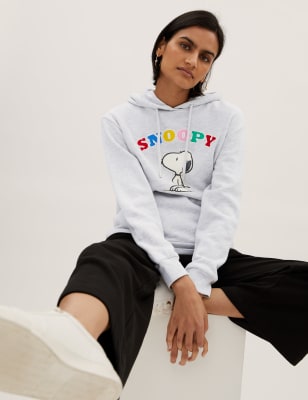 

M&S Collection Sudadera con capucha de algodón de Snoopy™Womens - Grey Marl, Grey Marl