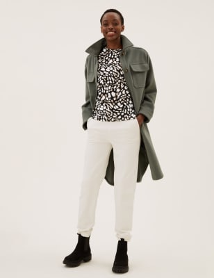 

M&S Collection Top 100% algodón de manga larga estampadoWomens - Black/White, Black/White