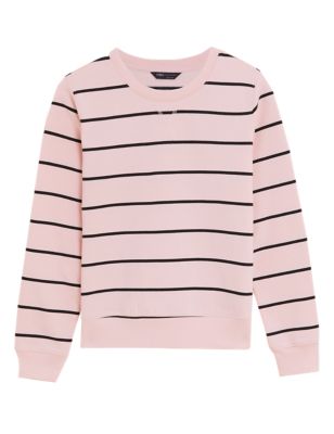 M&S Womens Cotton Rich Striped Sweatshirt