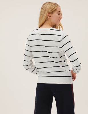 Cotton Rich Striped Sweatshirt