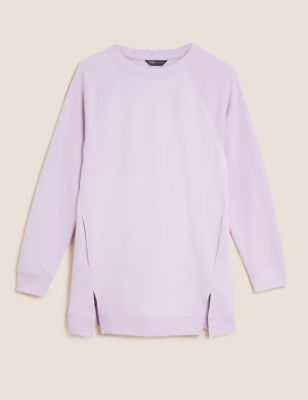 M&S Womens Cotton Rich Longline Sweatshirt