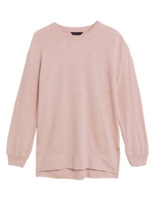 M&S Womens Pure Cotton Longline Sweatshirt