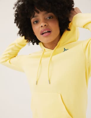 

M&S Collection Sudadera con capucha de algodón con textoWomens - Yellow Mix, Yellow Mix