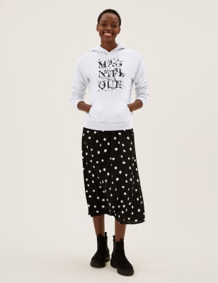 

Womens M&S Collection Hoodie mit hohem Baumwollanteil und Schriftzug - Grey Marl, Grey Marl