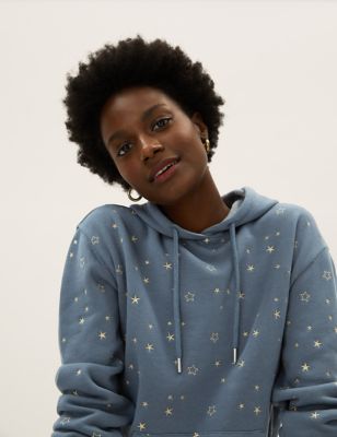 

Womens M&S Collection Cotton Rich Star Embroidered Hoodie - Air Force Blue, Air Force Blue