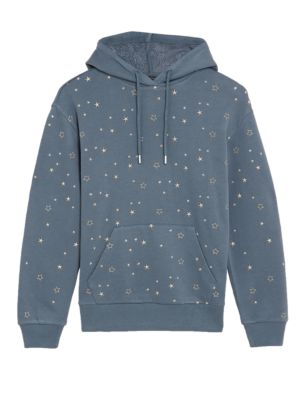 M&S Womens Cotton Rich Star Embroidered Hoodie